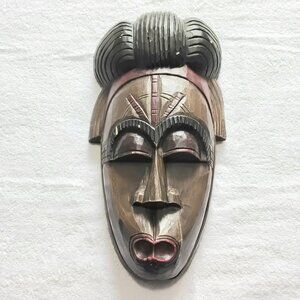 15 1/4" Vintage & Traditional Handcrafted Wooden African Hanging Mask!!